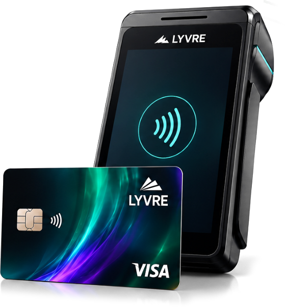 Terminal punto de venta LYVRE con tarjeta Visa LYVRE